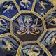 Ceramic dish from Gien Renaissance blue background D22 cm