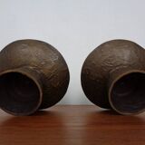 Brutalist Bronze Candleholders, 1960s, Set of 2