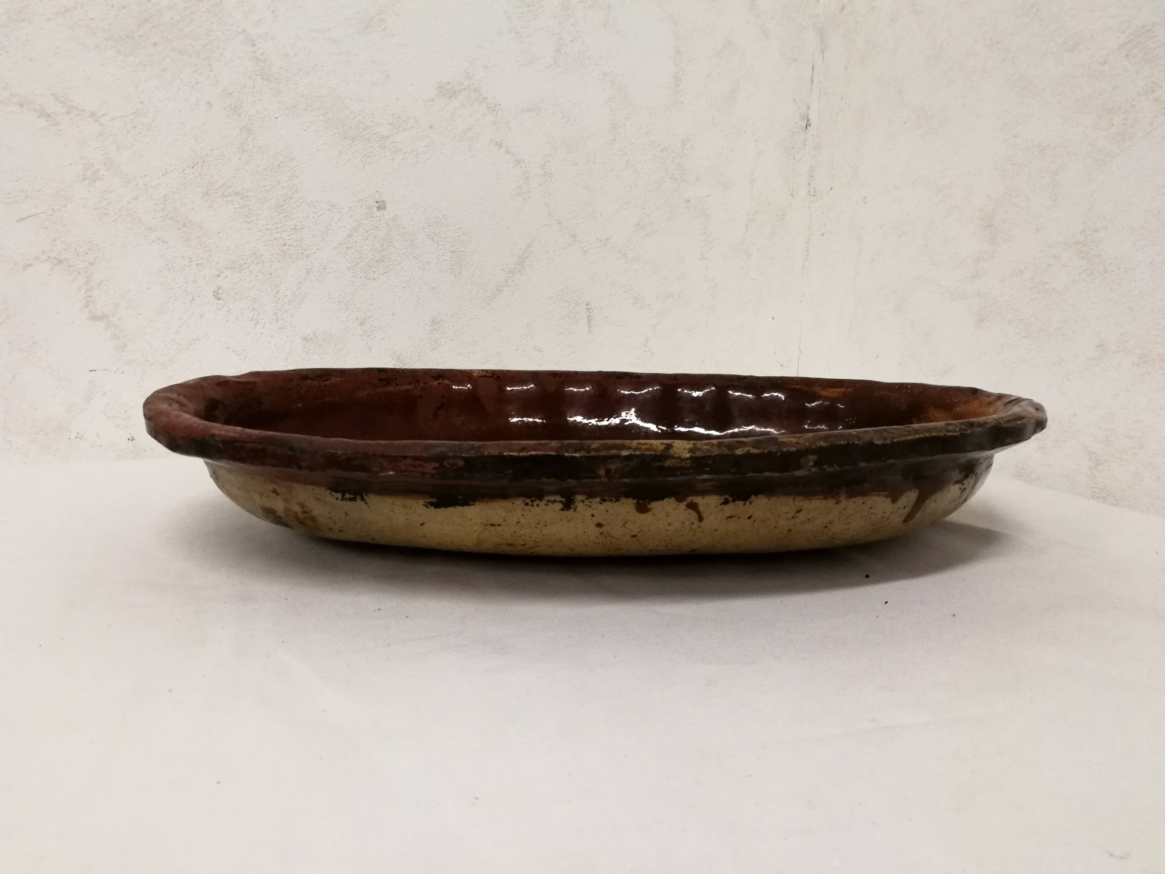 Old Dish In glazed gadrooned terracotta