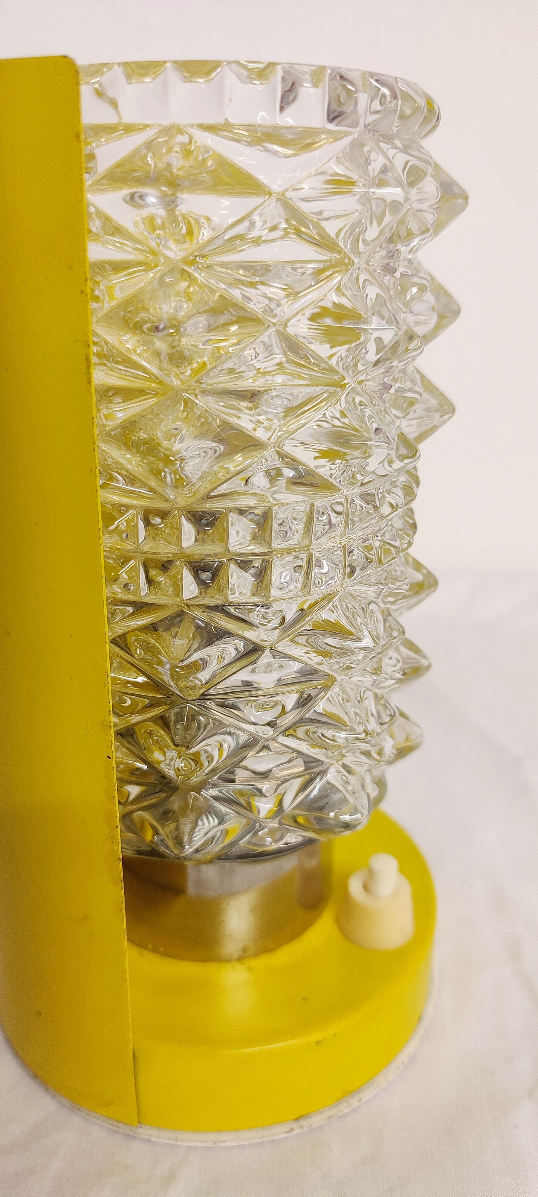 Metal and glass table lamp. Spain, 1970s.
