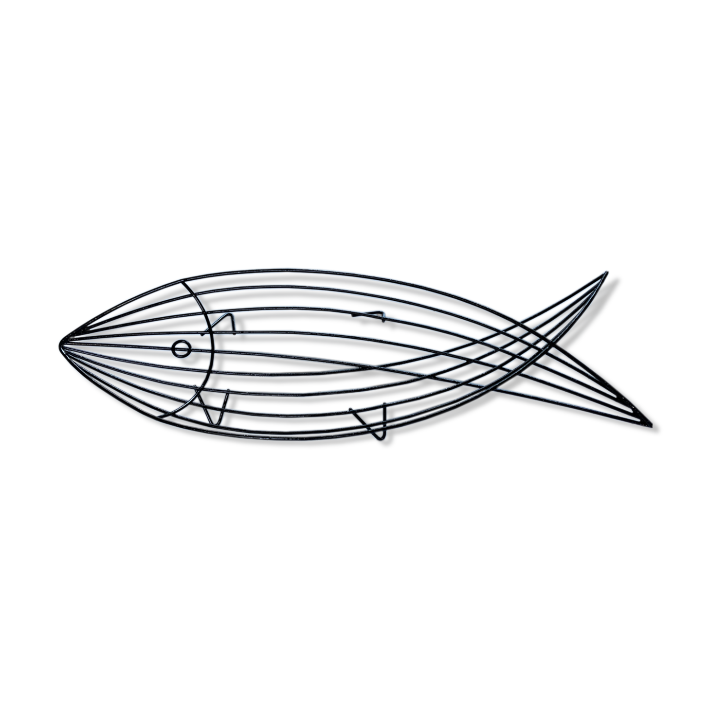 Basket in black lacquered metal "fish"