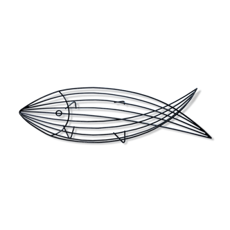 Basket in black lacquered metal "fish"