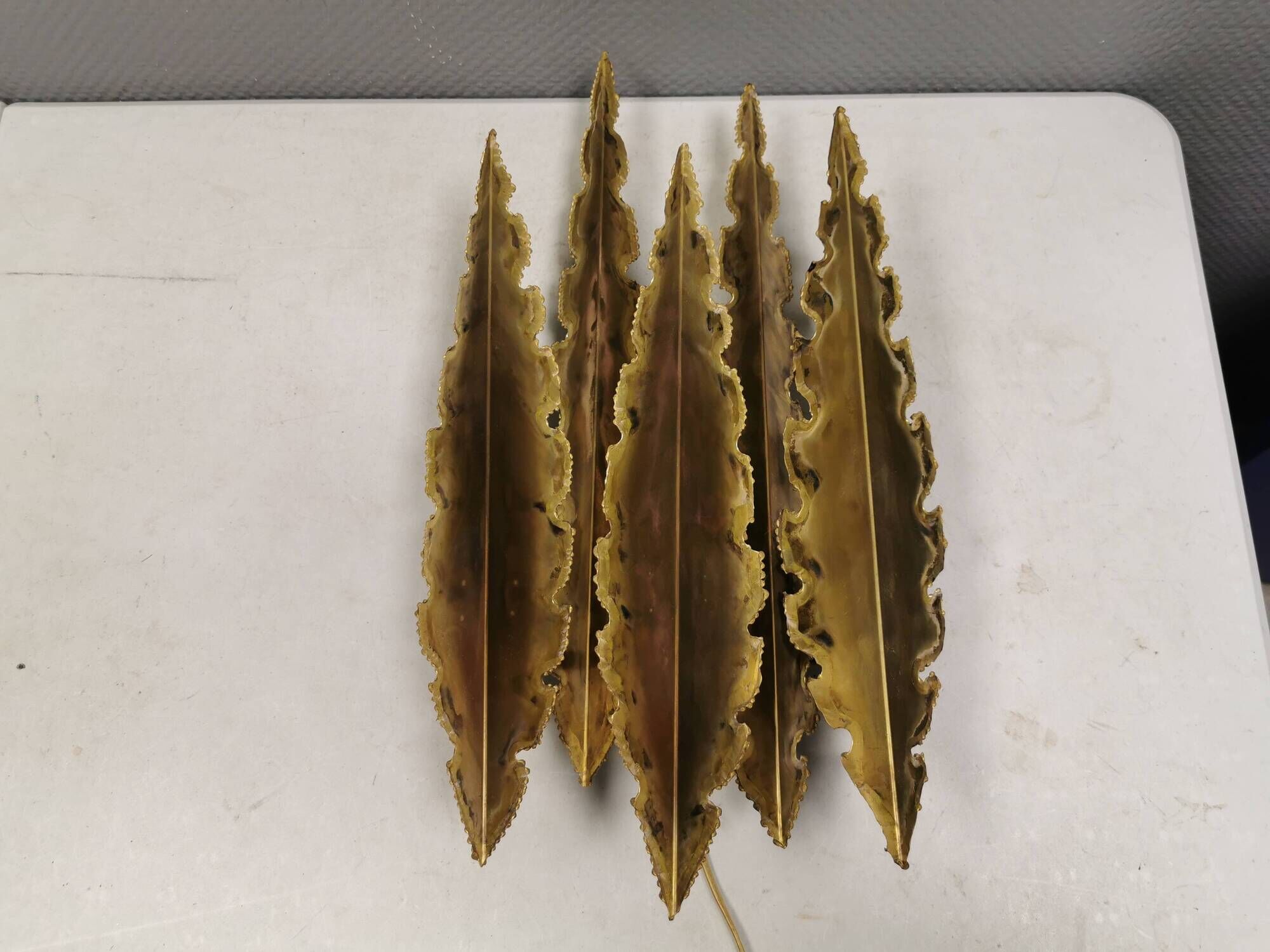 HUGE Brutalist Brass Wall Lamp by Svend Aage Holm Sørensen, Denmark 1960s