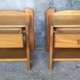 Pair of bedside tables NF Prestige solid elm furnishing - 1970