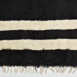 4x7 Cream & Black Angora Kilim Rug, 135x206Cm