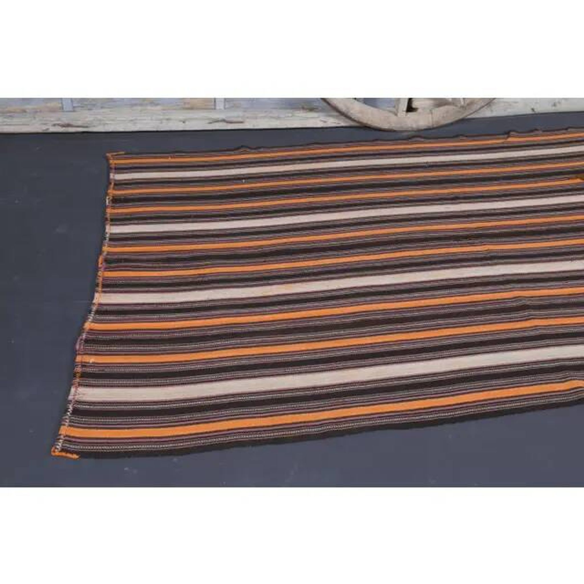 Vintage Turkish Hand-Knotted Wool Cotton Brown Kilim Area Rug 167x255
