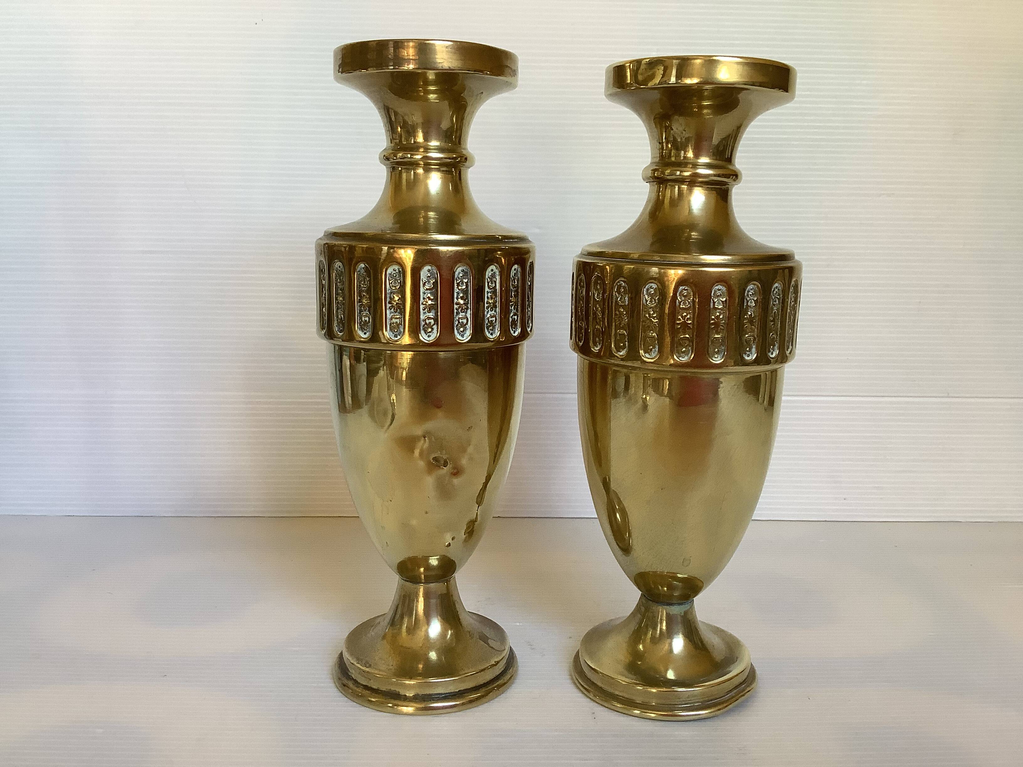Pair of brass vases