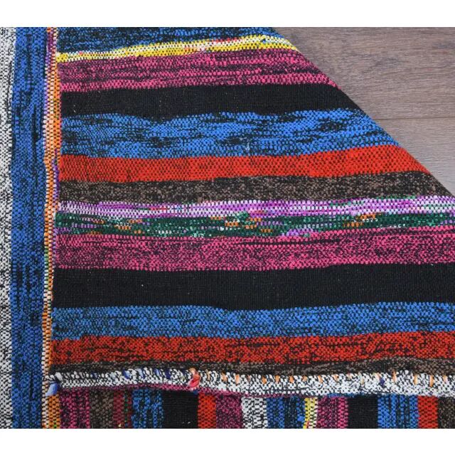 Vintage Turkish Hand-Knotted Wool Cotton Red Kilim Runner Rug 107x336