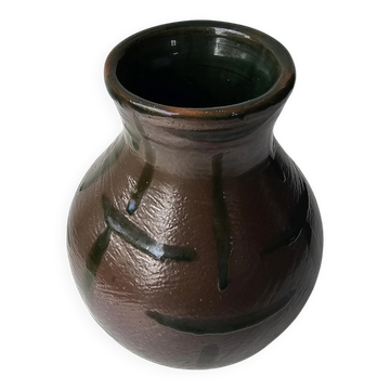 Artisanal vase in glazed stoneware signed Javotte