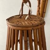 Louis Sognot rattan wall lamp from the 50s and 60s