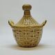 Bottle Mini Dame Jeanne Braided Ceramic Barbotine Majolica Vintage