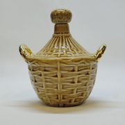 Bouteille Mini Dame Jeanne En Céramique Tressée Barbotine Majolique Vintage