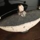 Enamelled ceramic bottle signed
