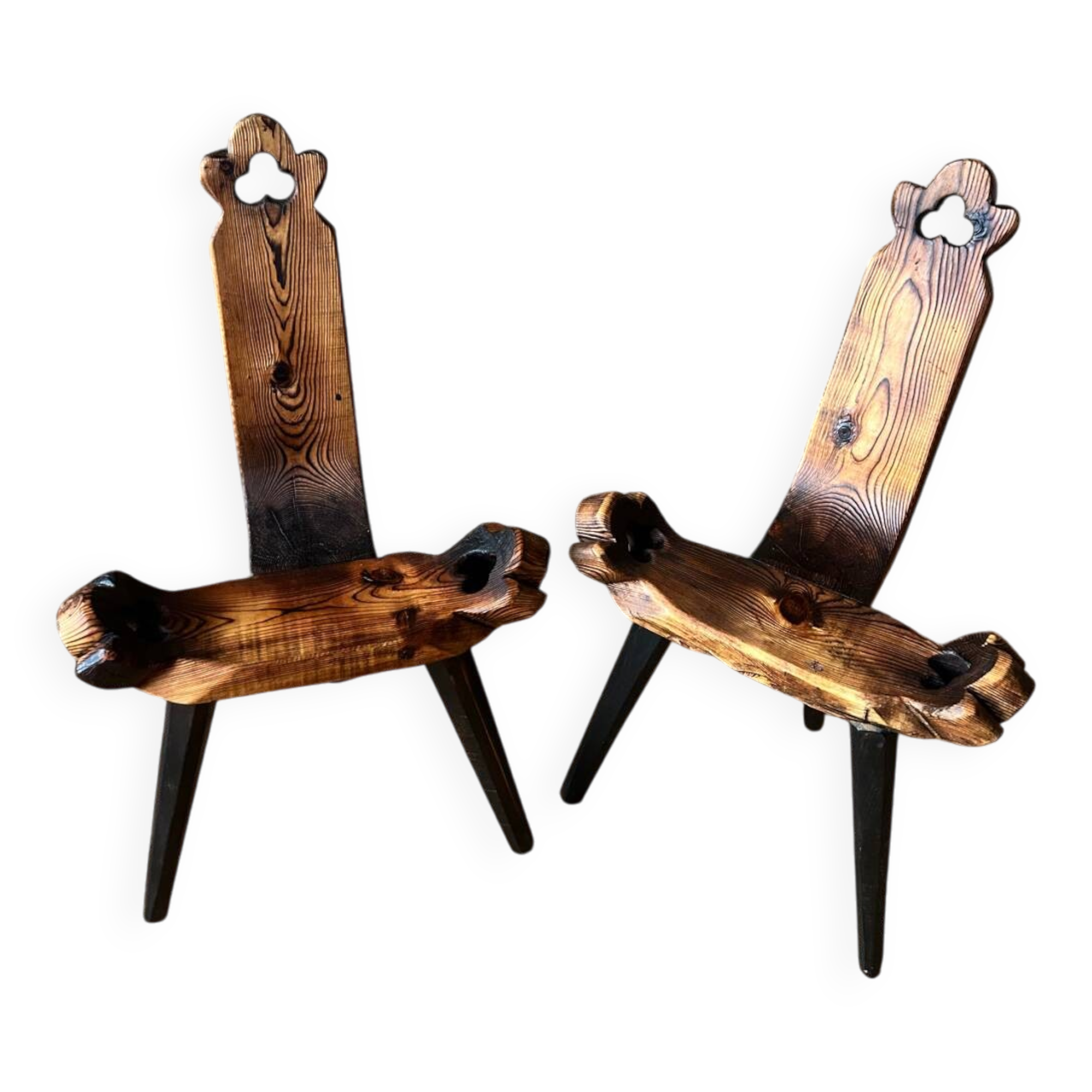 Pair of carved mountain stools