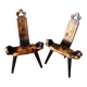 Pair of carved mountain stools