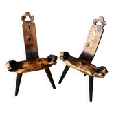 Pair of carved mountain stools