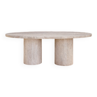 Oval coffee table 100x50- natural travertine