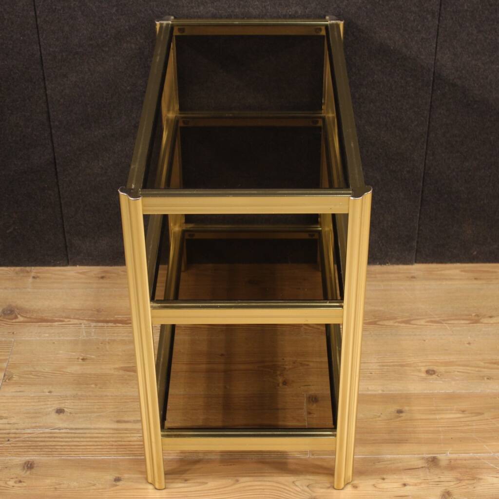 Table d'appoint étagère design en métal doré des années 80