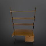 Bibliothèque italienne du milieu du siècle avec bureau.
