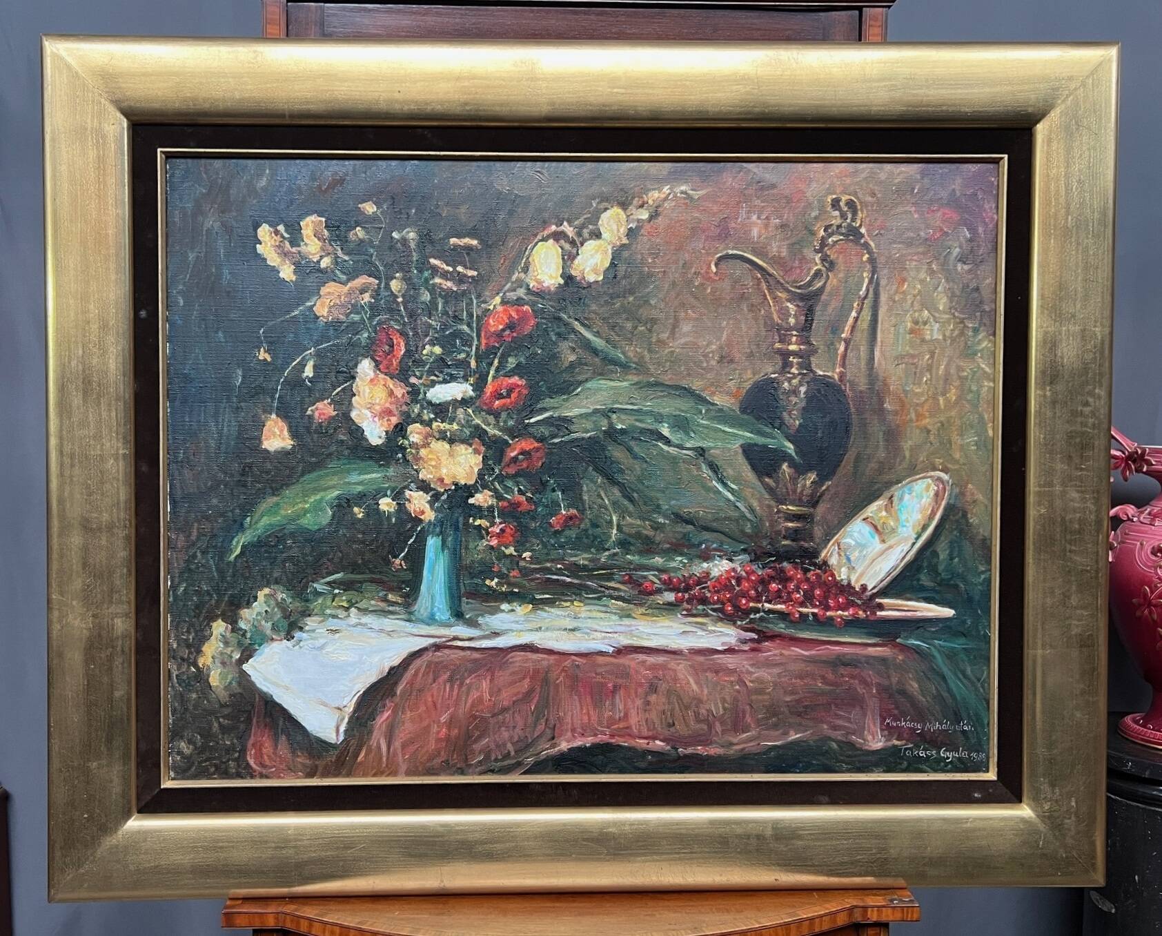 Gyula Takács (1905–2002). Still life with flowers.