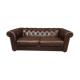 Three seater brown leather chesterfield sofa