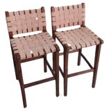 Duo bar stools in wood and leather