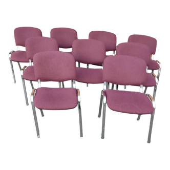 9 old purple meeting chairs feet vintage chrome