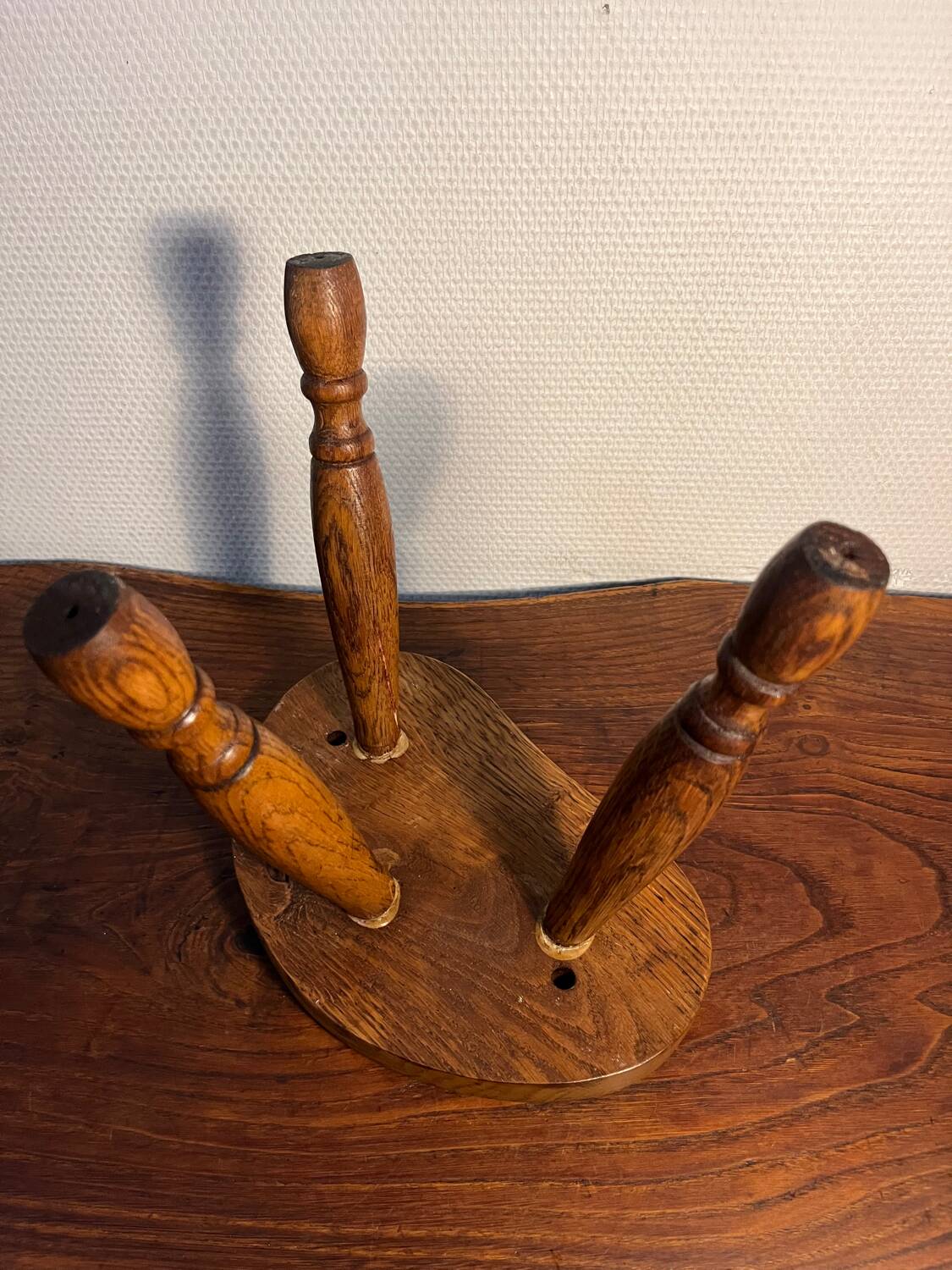 Small oak tripod stool or plant stand