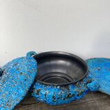 Glacier ennamel tureen vintage turquoise blue 1960 / cyclops varnished earthenware by Charles Cart