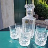 Whisky decanter and 5 crystal glasses