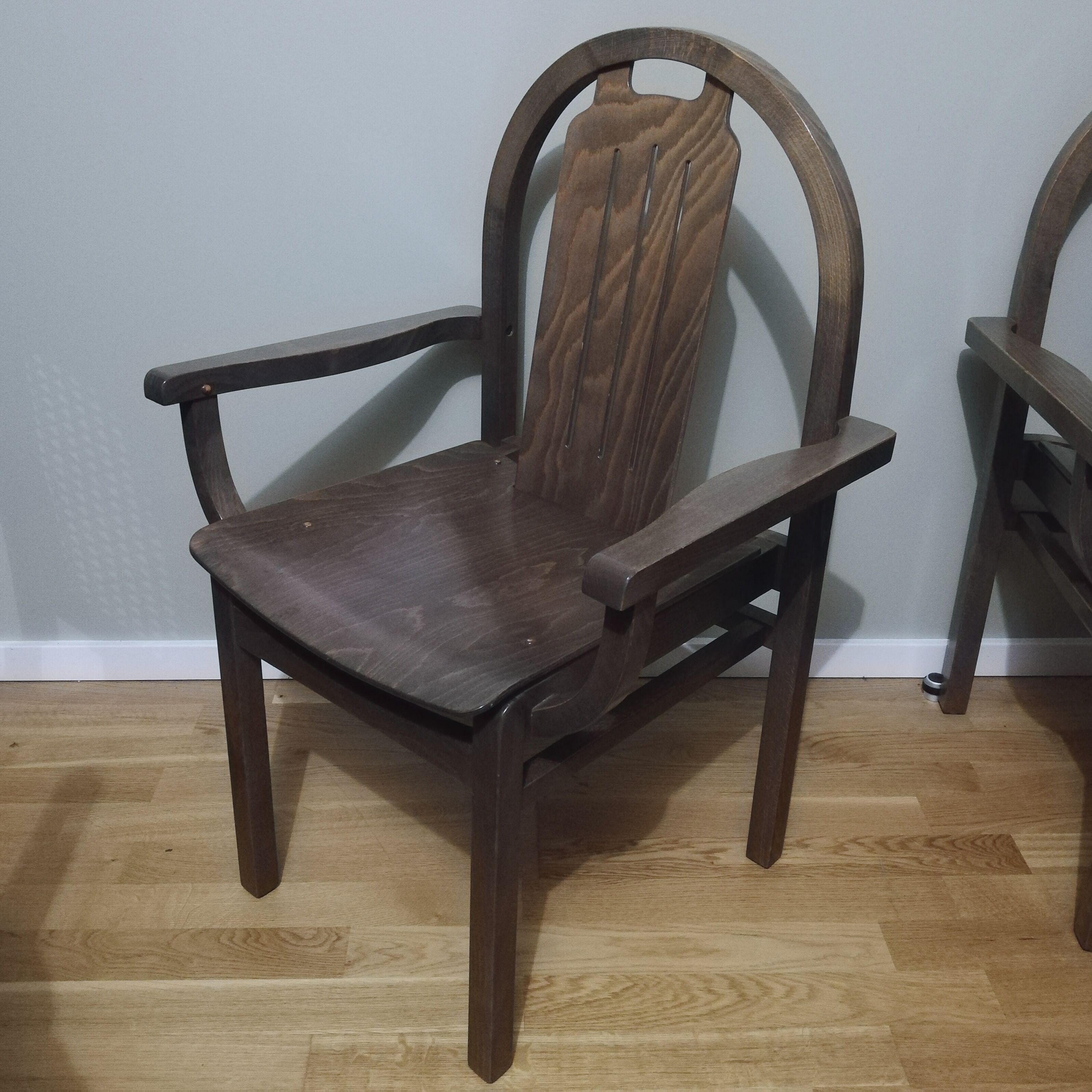 Pair of Baumann armchairs in stained beech model "Argos"