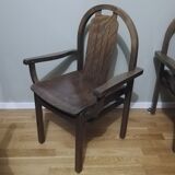 Paire de fauteuils Baumann en hêtre teinté modèle "Argos"
