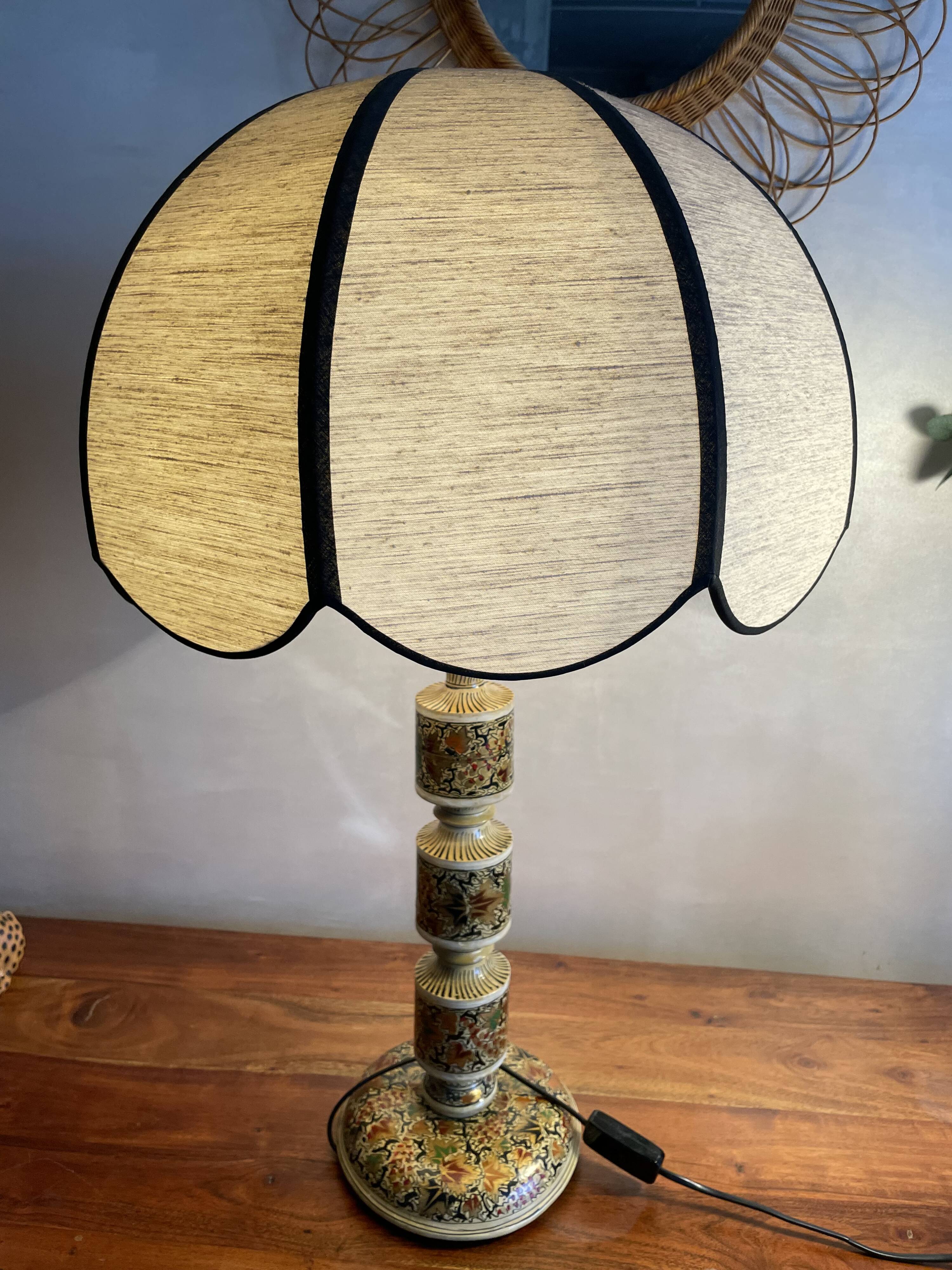 Large painted wooden lamp