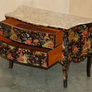 Antique Chinoiserie Commode Hand-Painted with Marble Top