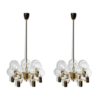 Pair of Scandinavian chandeliers by Hans Agne Jakobsson