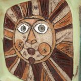 Square ceramic catchall by Roland Zobel, sun design, 1970s.