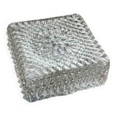 Petite applique murale plafonnier carré verre transparent luminaire ancien
