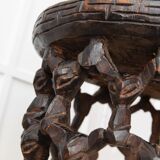 Vintage Bamileke stool from the 1950s - hand-carved table from Cameroon - African art - handmade, bohemian furniture, gift idea