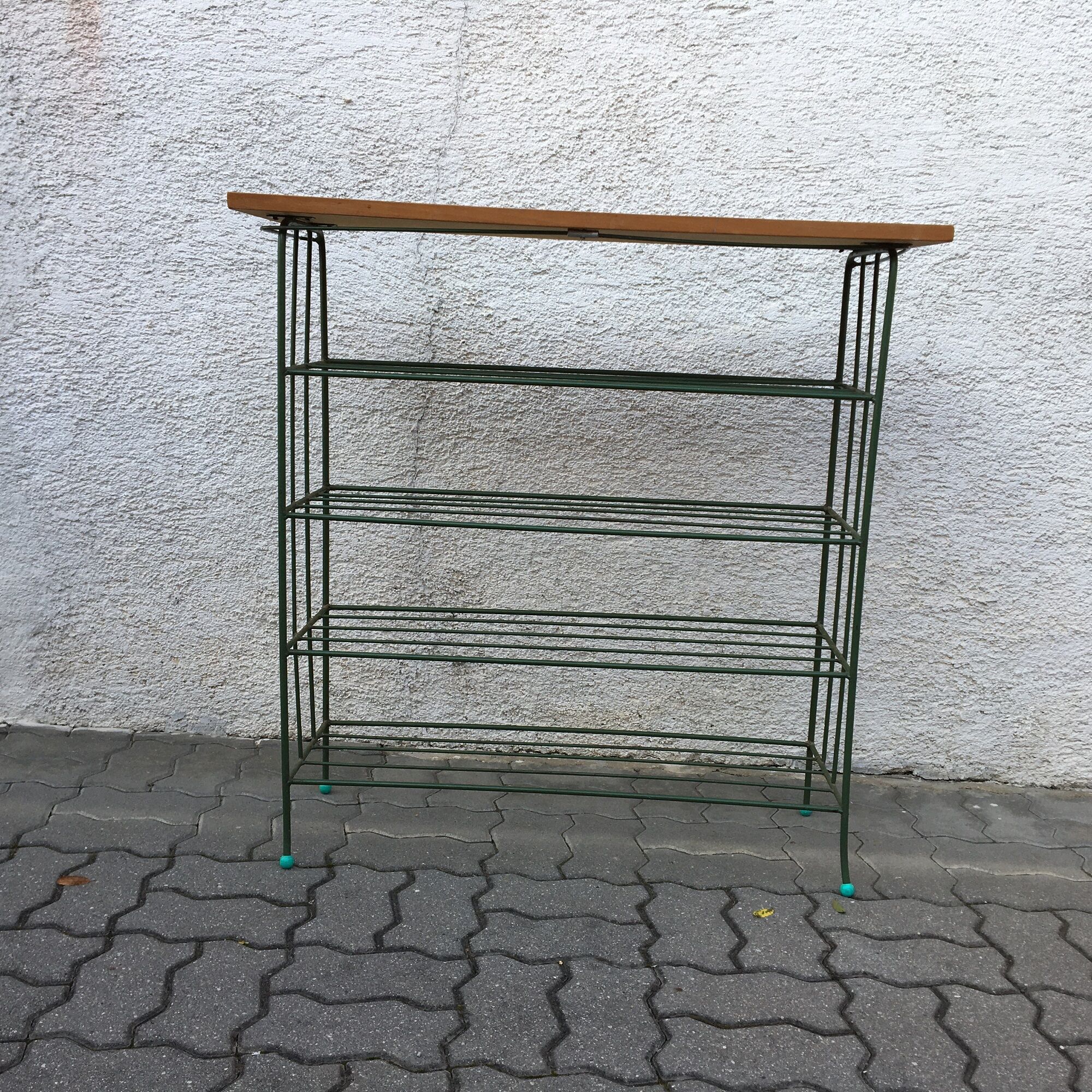 Vintage metal shoe rack table mid century 70s czechoslovakia