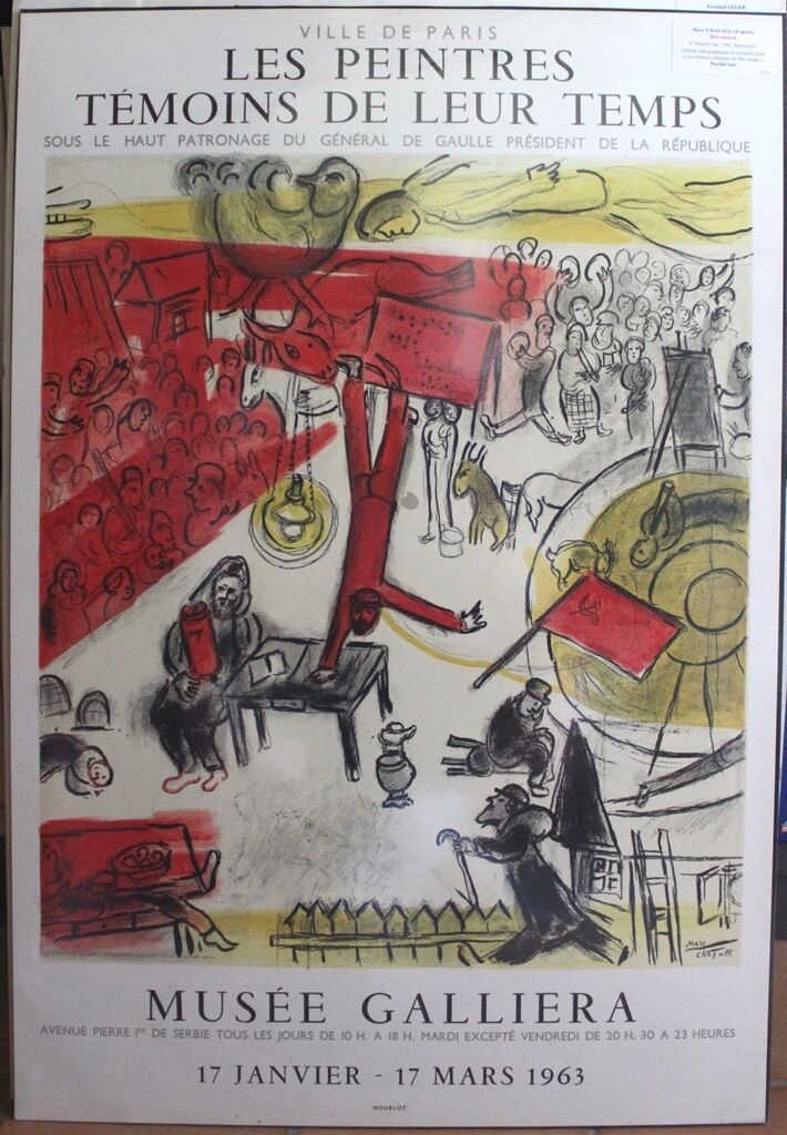 Marc CHAGALL Lithographic poster Mourlot Revolution 1963 Painters witnesses of their time