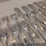 12 forks and 12 fish knives, silver-plated metal, Apollo Empire