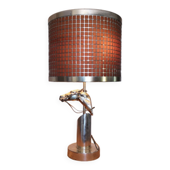 Lampe bronze argenté tête de cheval avec cravache