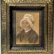 Old painting, portrait of a Breton woman with a white headdress at the end of the nineteenth century