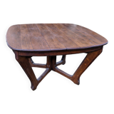 Antique art deco table with Eiffel legs in solid oak