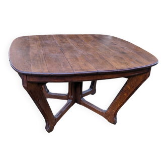 Ancienne table art déco pieds eiffel en chêne massif