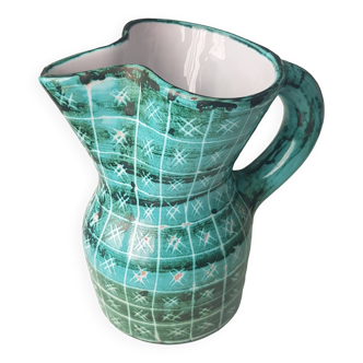 Scarified green jug pitcher Robert Picault Vallauris