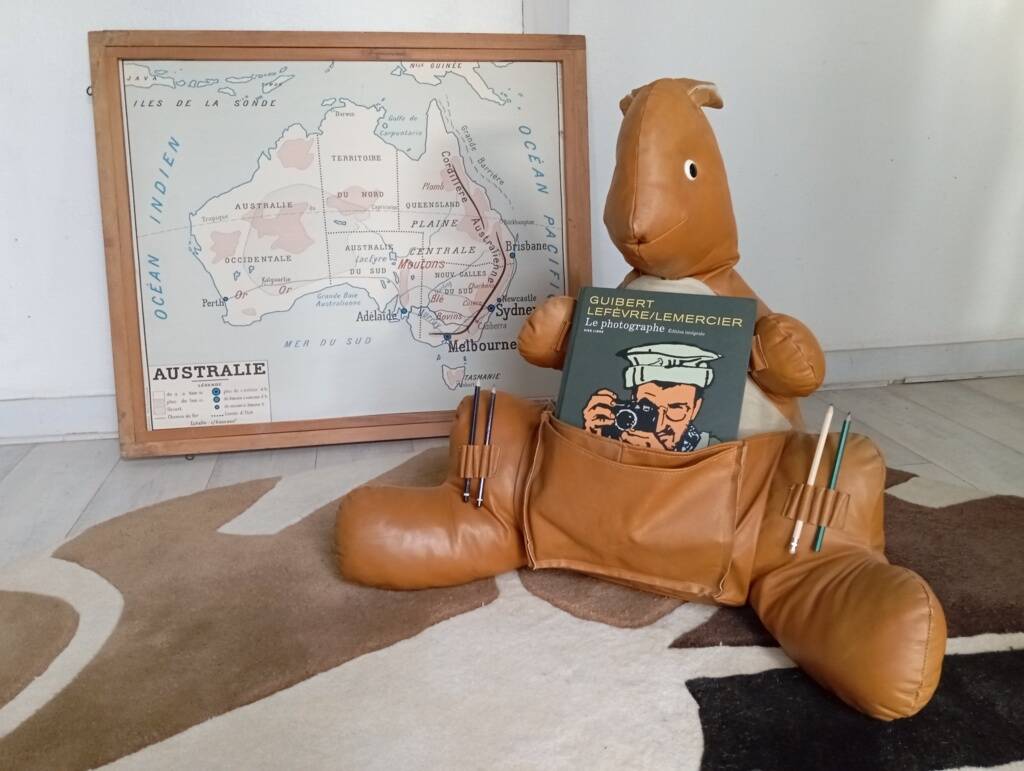 Kangaroo leather magazine rack, 1960s