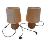 2 rattan bedside lamps