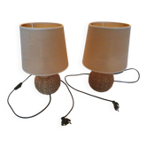 2 rattan bedside lamps