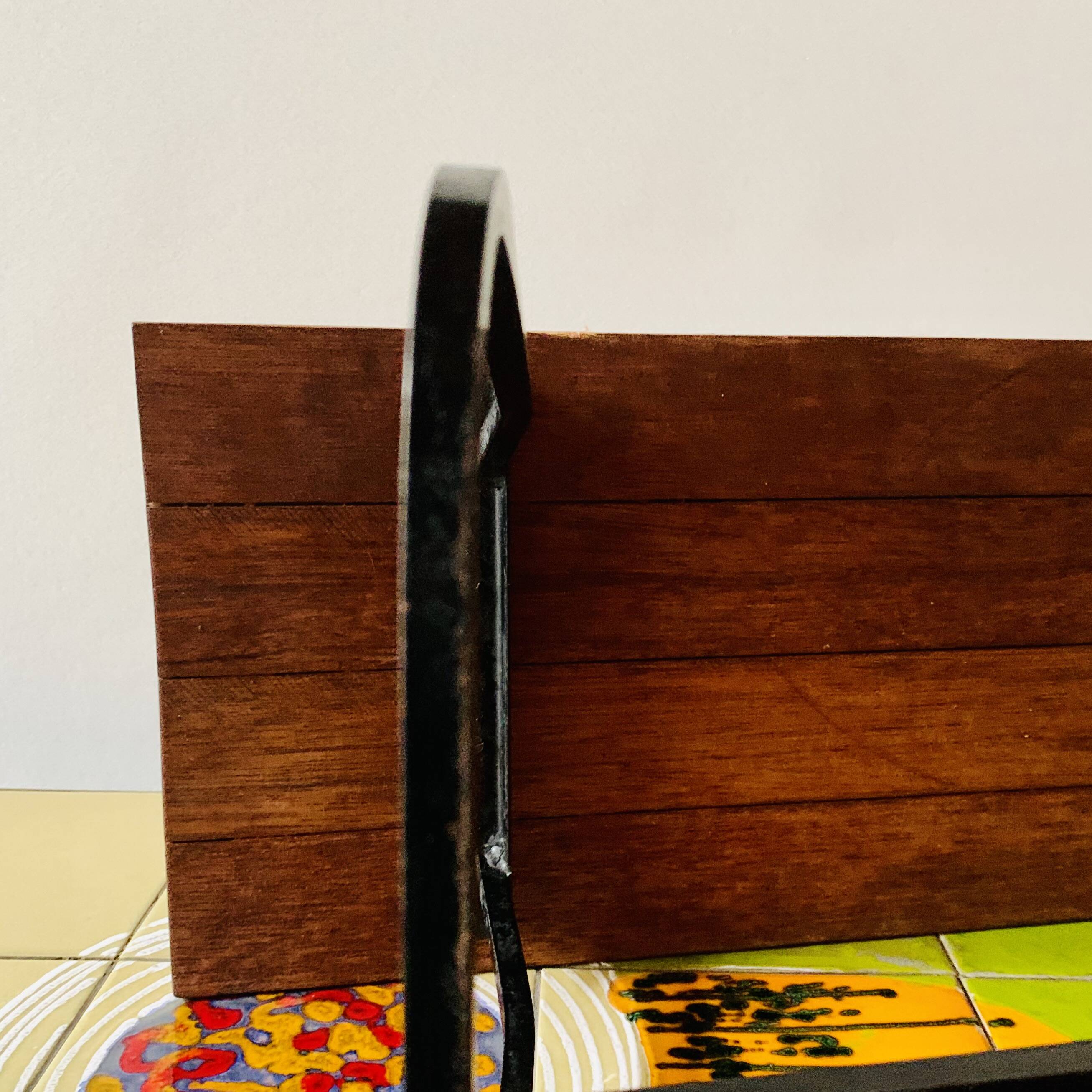 Vintage side table in wood and wrought iron